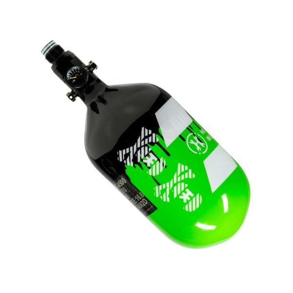 HK Army OFF Break Drip Aerolite Extra Lite Carbon Fiber Compressed Air Paintball Tank With Standard Regulator - 68/4500 - Green/Black