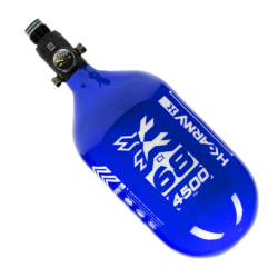 HK Army Aerolite Extra Lite Carbon Fiber Compressed Air Paintball Tank With Standard Regulator - 68/4500 - RUSH - Blue/White