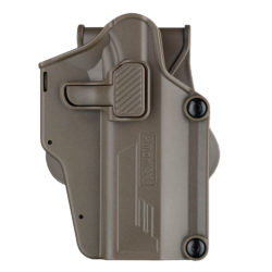 Amomax Rigid Pistol Holster – Paddle Attachment – Right Handed – Per-Fit Universal – FDE