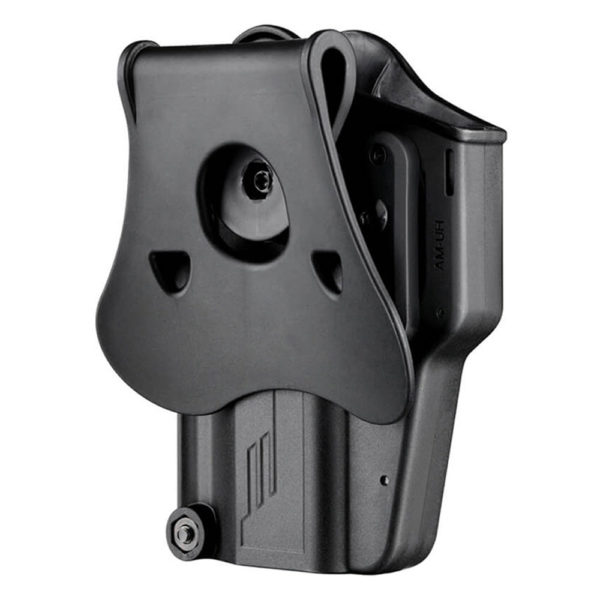 Amomax Rigid Pistol Holster – Paddle Attachment – Right Handed – Per-Fit Universal – Black