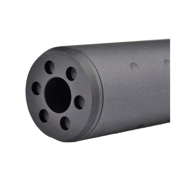 Airsoft Type B 195mm Aluminum Mock Suppressor For 14mm Negative Threaded Barrel – Black