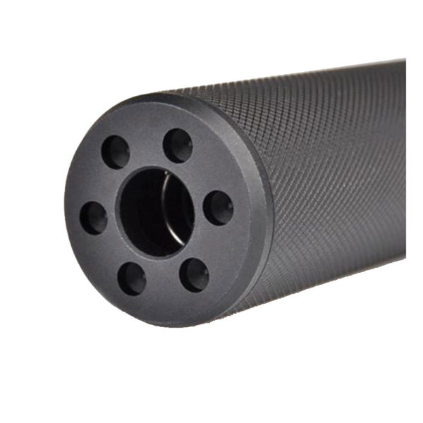 Airsoft Type C 195mm Aluminum Mock Suppressor For 14mm Negative Threaded Barrel – Black