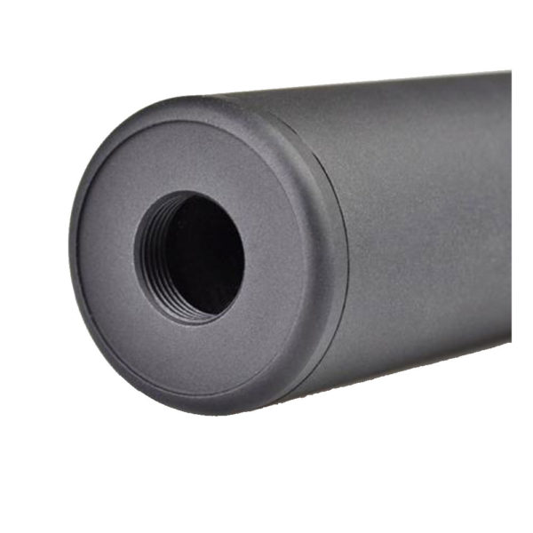 Airsoft Smooth Style 130x35mm Aluminum Mock Suppressor For 14mm Negative Threaded Barrel – Black