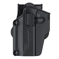 Amomax Rigid Pistol Holster – Paddle Attachment – Left Handed – Per-Fit Universal – Black