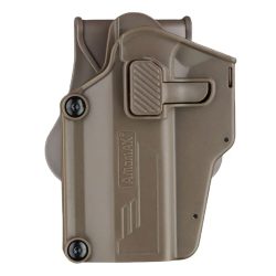 Amomax Rigid Pistol Holster – Paddle Attachment – Left Handed – Per-Fit Universal – FDE