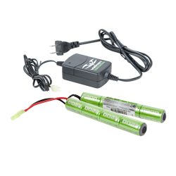 Airsoft Package Deal : Valken NiMH Power Kit - 9.6V 1600mAh Split Airsoft Battery & Airsoft Battery Smart Charger For 8.4V-9.6V NiMH