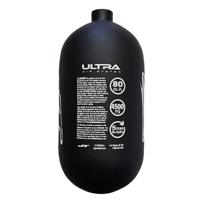 JT Ultra Lite Carbon Fiber Compressed Air Paintball Tank - 80/4500 - Without Regulator - Black/White