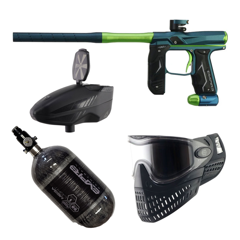 Package Deal - Empire AXE 2.0 Paintball Gun – With Redline OLED Board – Dust Admiral Blue/Dust Cadmium Green