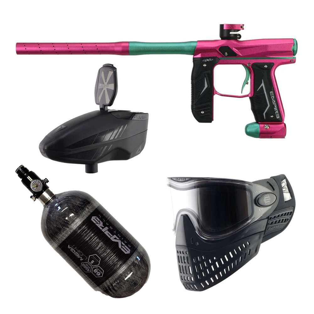 Package Deal - Empire AXE 2.0 Paintball Gun – With Redline OLED Board – Dust Hot Pink / Dust Teal