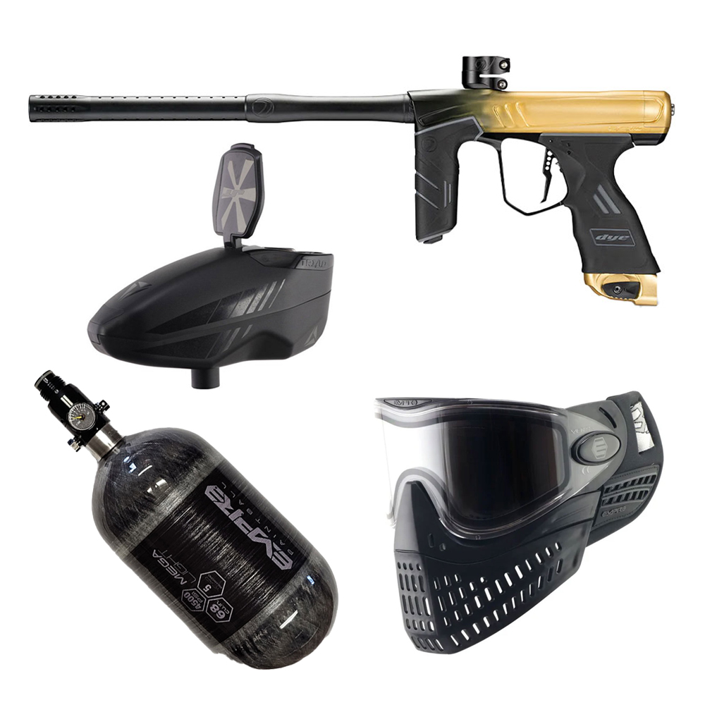 Package Deal - Dye DSR + Paintball Gun – Onyx Gold Fade Dust
