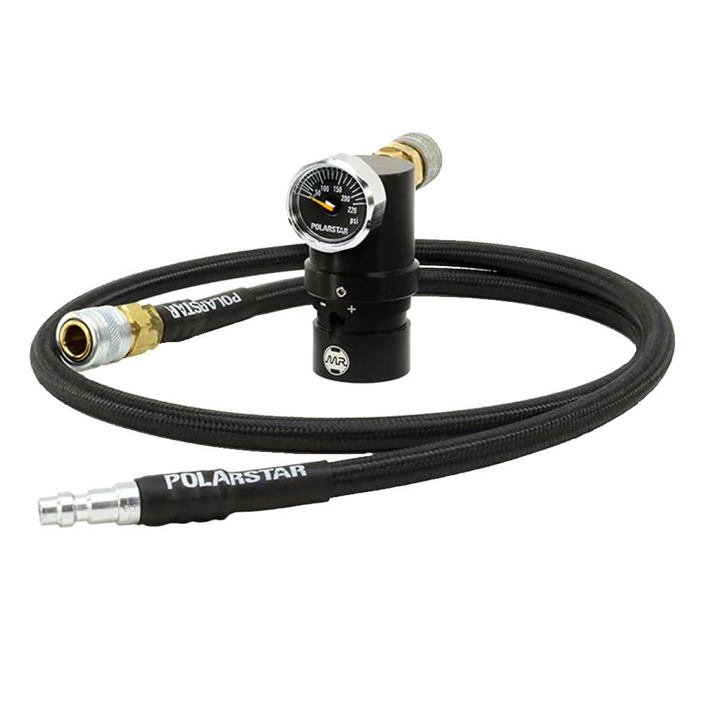 Polarstar Airsoft HPA Micro Regulator System - With Braided Black Air Line With Quick Disconnect – 42″