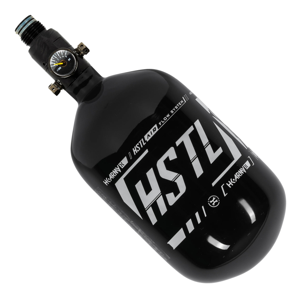 HK Army HSTL Carbon Fiber Compressed Air Paintball Tank With Standard Regulator - 68/4500 - Black/White