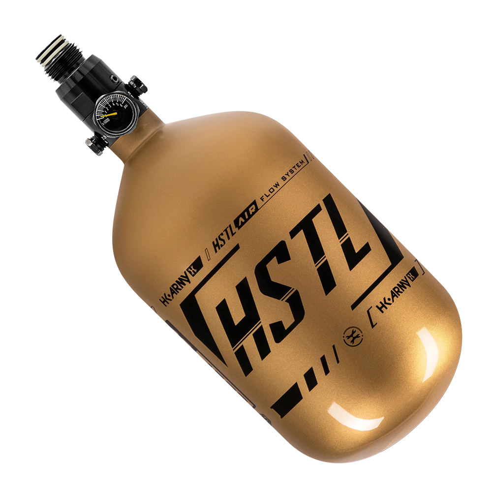 HK Army HSTL Carbon Fiber Compressed Air Paintball Tank With Standard Regulator - 68/4500 - Gold/Black