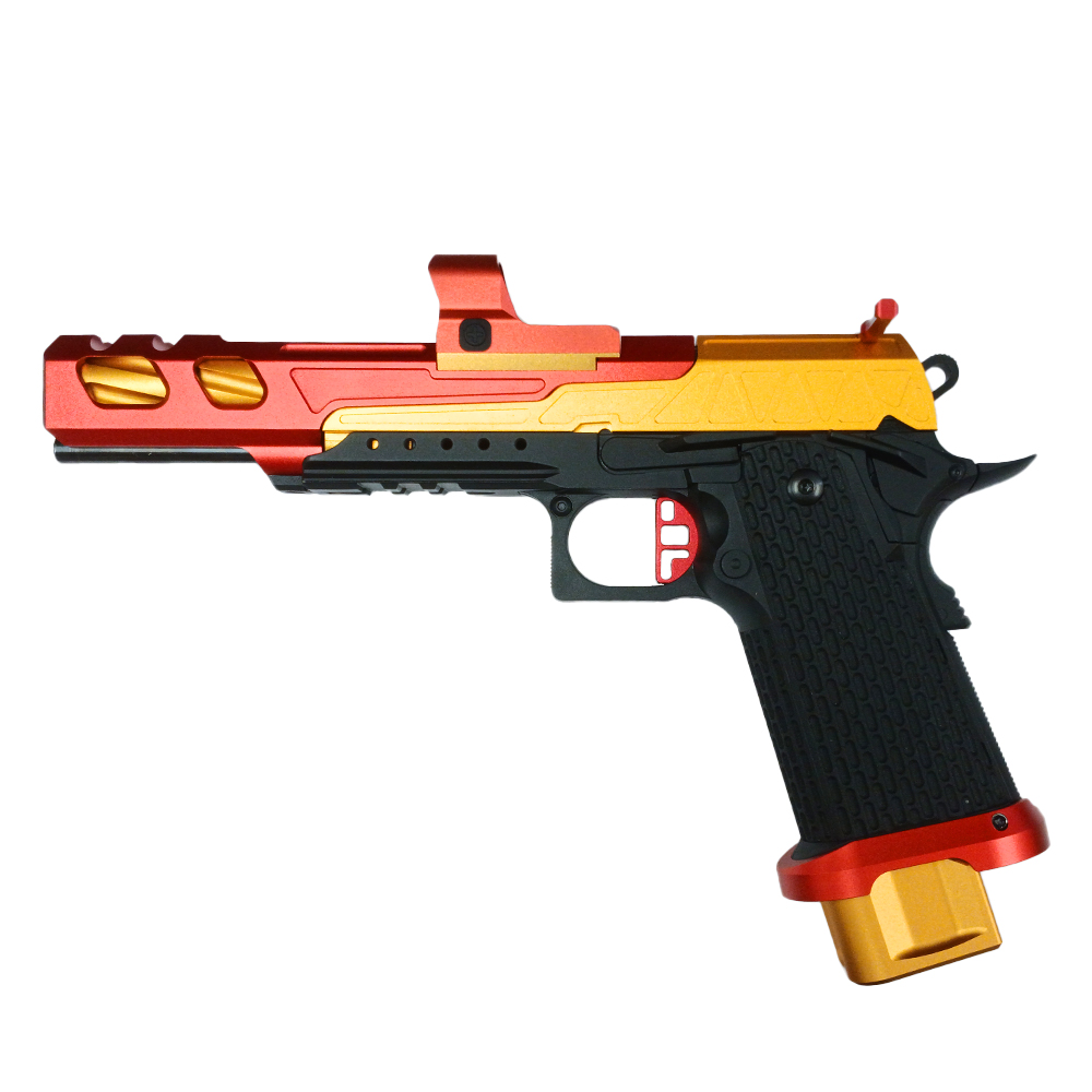 Novritsch SSP5 Blowback Airsoft Pistol Custom Build - 6" - Red Gold Black - IRON MAN