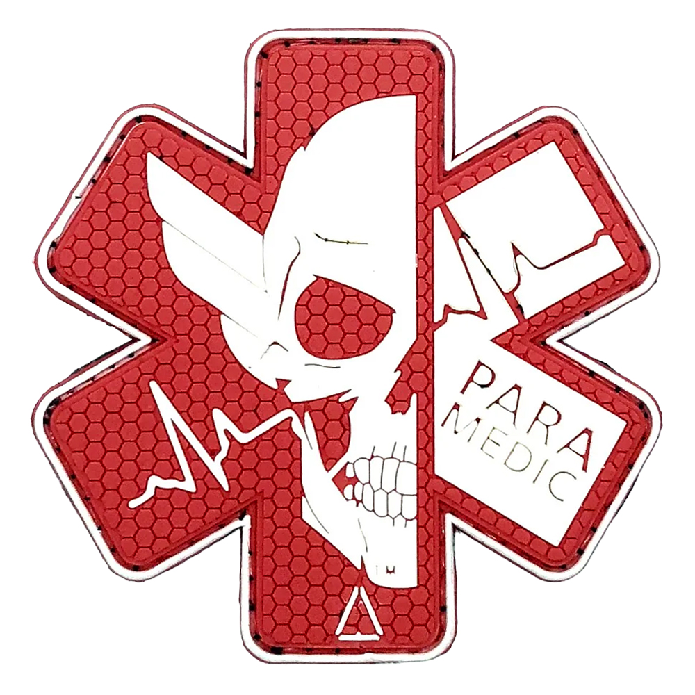 Patch PVC - 3"x3" - Paramedics - White & Red