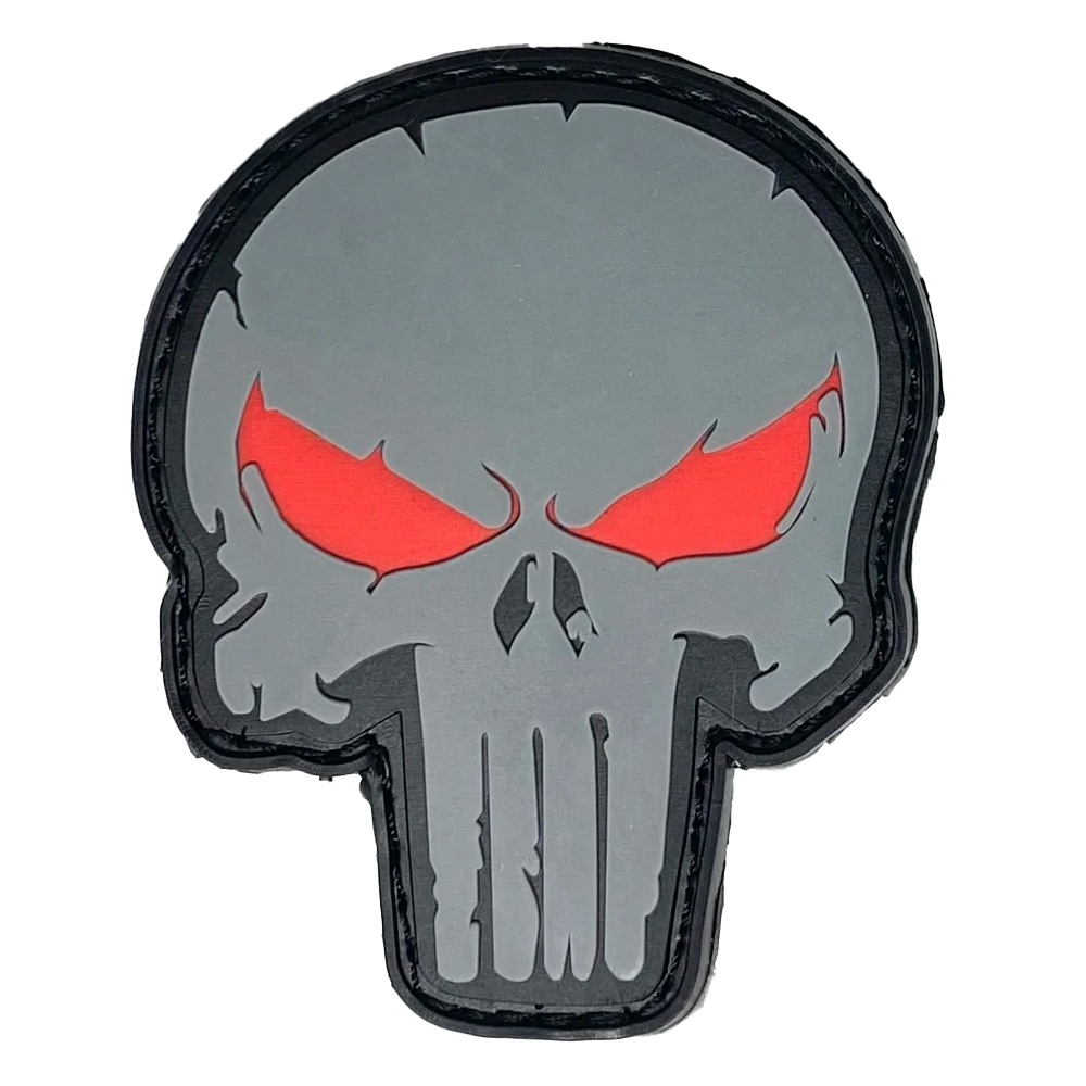 Patch PVC - 2.75"x2.5" - Punisher Head - Grey