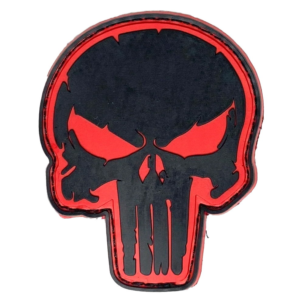 Patch PVC - 2.75"x2.5" - Punisher Head - Red