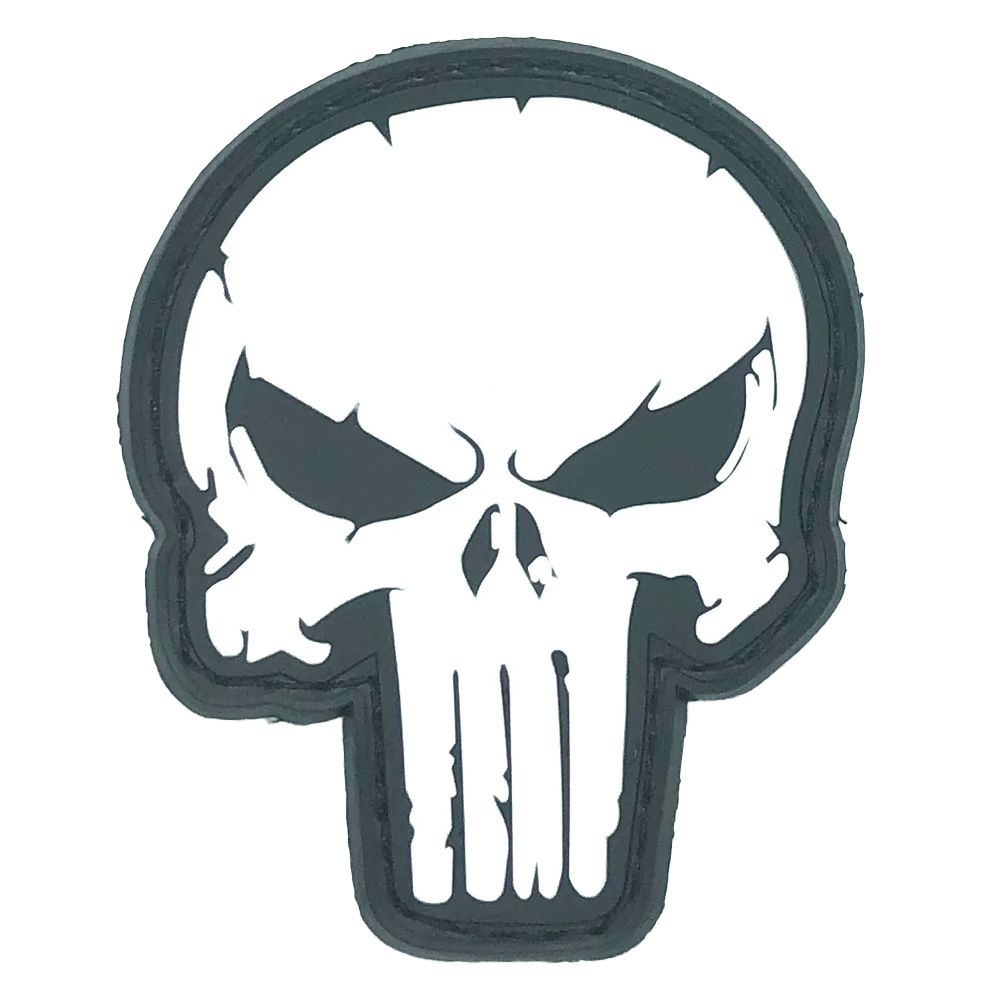 Patch PVC - 2.75"x2.5" - Punisher Head - White