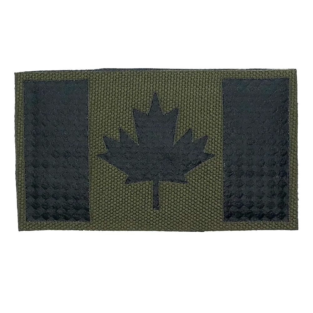 Patch Laser Cut - 3.5"x2" - Canada Flag - OD Green