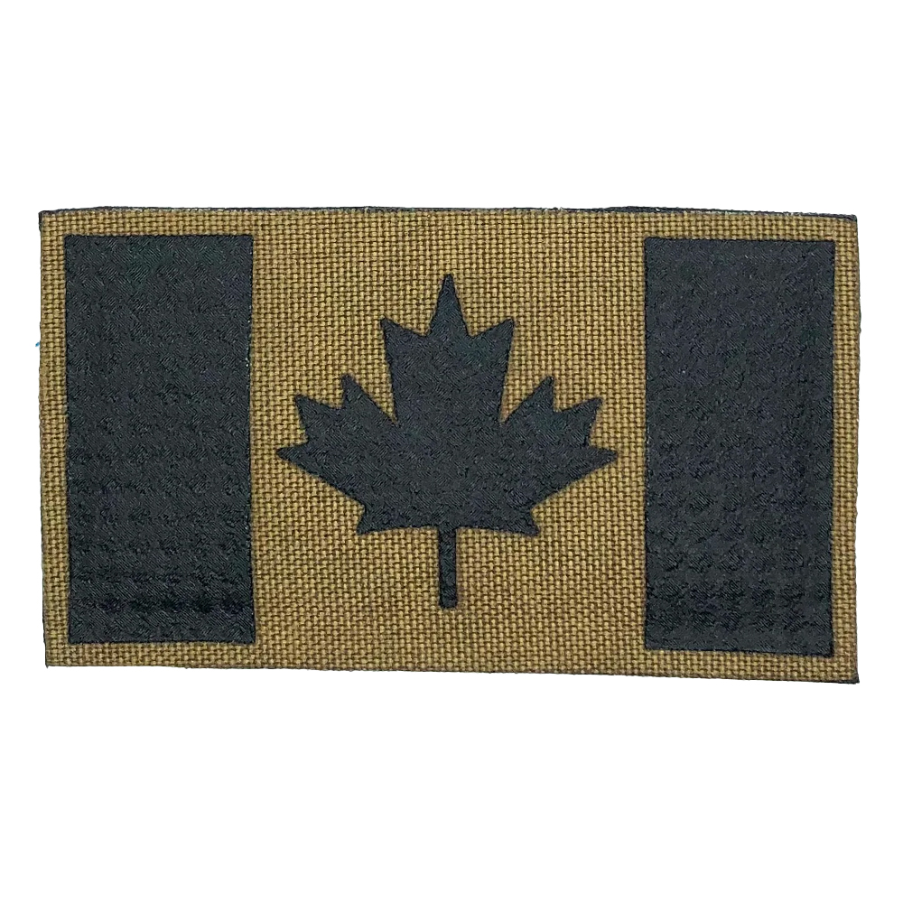 Patch Laser Cut - 3.5"x2" - Canada Flag - Tan