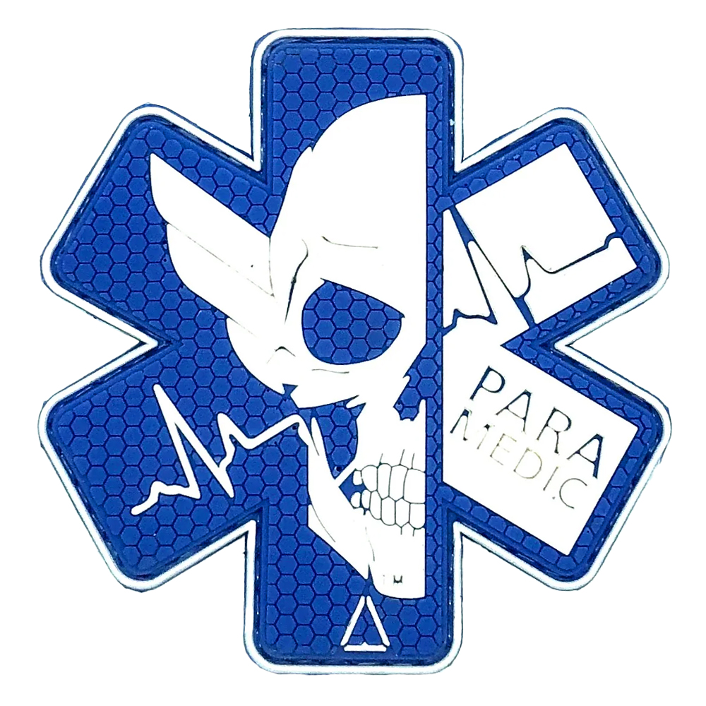 Patch PVC - 3"x3" - Paramedics - White & Blue