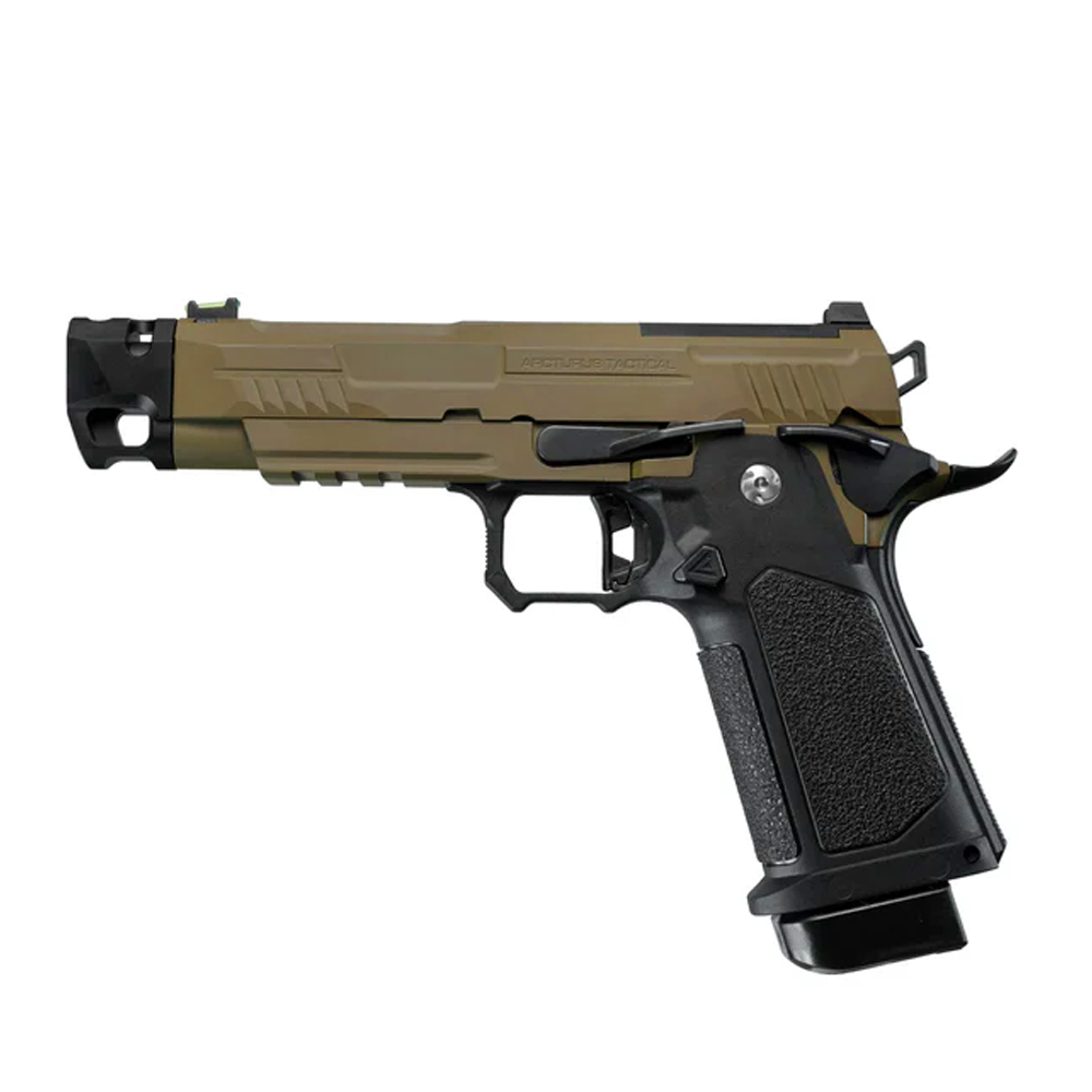 Arcturus Vanguard 4.3" Hi-Capa GBB (Green Gas) Airsoft Pistol - Optic Ready Slide & Compensator - Black & Tan