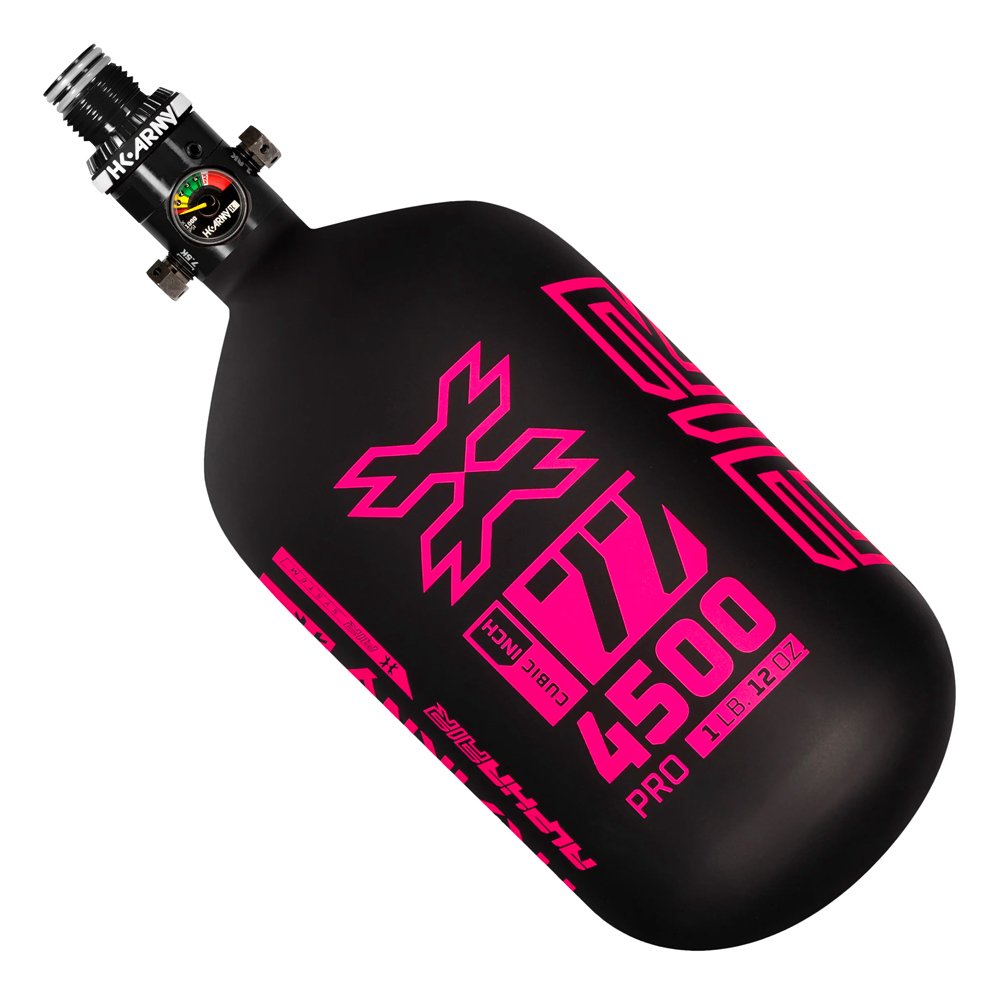 HK Army Alpha Air Carbon Fiber Compressed Air Paintball Tank With HP8 Standard Regulator - 77/4500 - Viper - Pink/Black